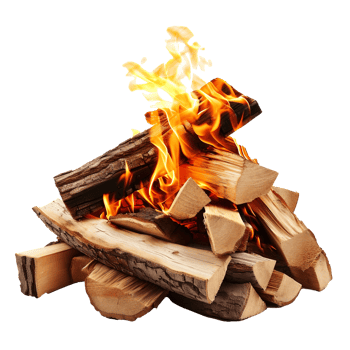 AI generated firewood burned by fire png