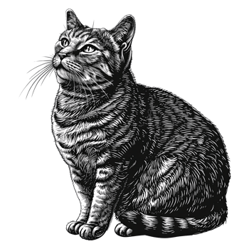 AI generated vintage cat animal illustration old engraving element style png