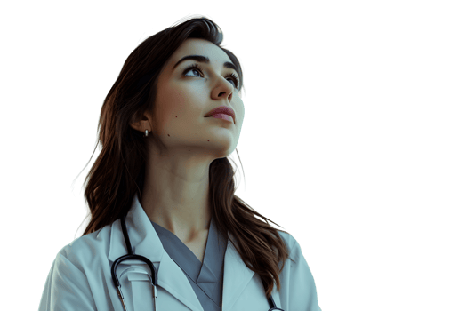 AI generated a female doctor is looking up at the sky png
