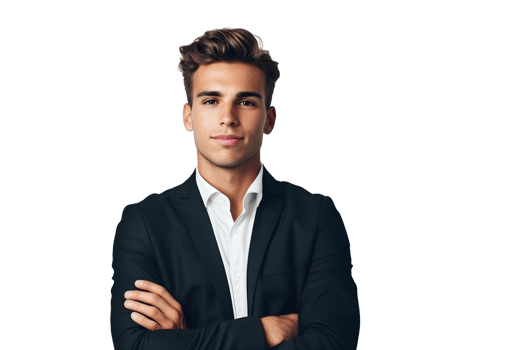 AI generated a man in a suit standing with his arms crossed png