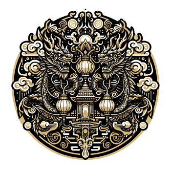 AI generated Chinese New Year background Decorations with Dragon and Traditional Paper Festival Lanterns Background. png