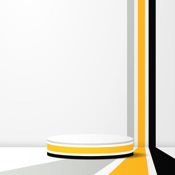 Abstract round podium on a light background with abstract contrasting lines. Vector illustration