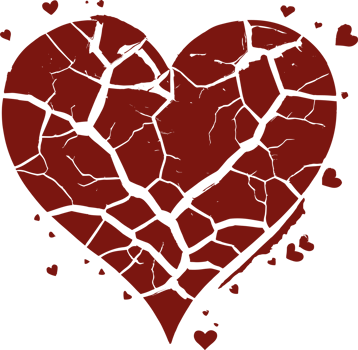 AI generated Isolated broken red heart texture illustration on transparent background png, heart and mind abstract theme png