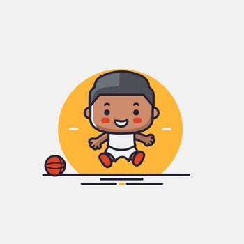 A cartoon boy playing basketball with a ball vector