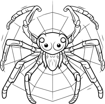 Spider coloring pages for kids vector