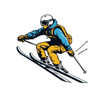 A skier is jumping down a slope vector