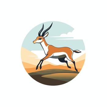 An antelope running in the desert vector