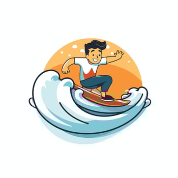 A man riding a wave on a surfboard vector