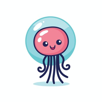 A cartoon jellyfish with a smile on its face vector