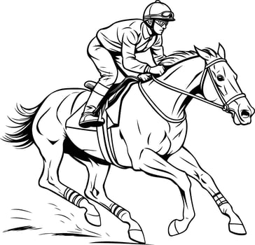 A horse and rider coloring pages vector