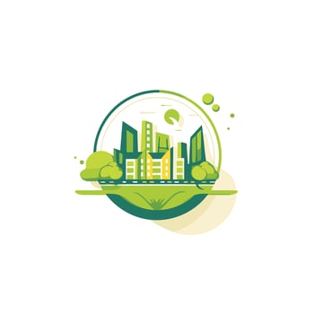 A green city with trees and buildings vector