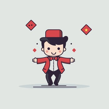 A cartoon character in a red hat and top hat vector
