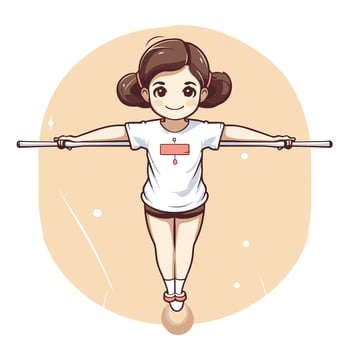 A cartoon girl doing a pull up vector