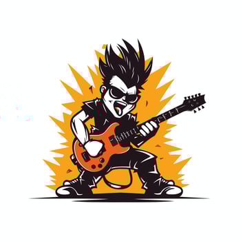 A cartoon character playing an electric guitar vector