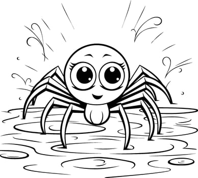 Spider coloring pages for kids vector