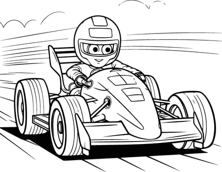 Coloring pages for kids racing car vector