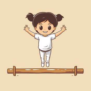 A little girl is balancing on a beam vector