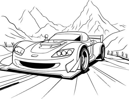 A racing car coloring page vector
