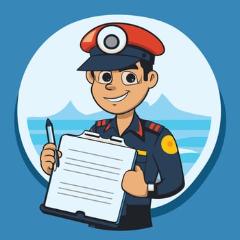 A cartoon police officer holding a clipboard vector