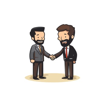 Two businessmen shaking hands, cartoon style vector