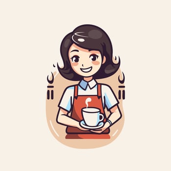 A cartoon woman holding a cup of coffee vector