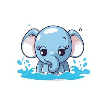 Cute baby elephant in the water illustration vector