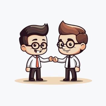 Two cartoon businessmen shaking hands vector