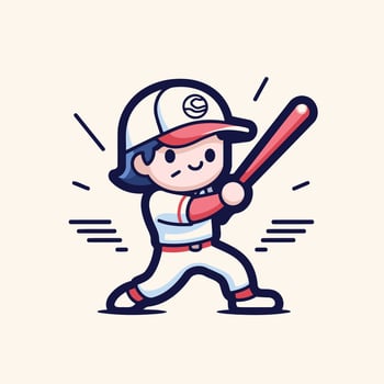 A cartoon baseball player with a bat vector