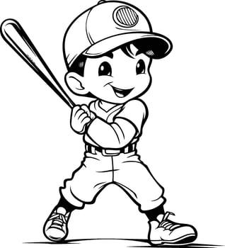 Baseball player coloring pages vector