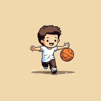 Cartoon boy playing basketball illustration of a boy playing basketball vector