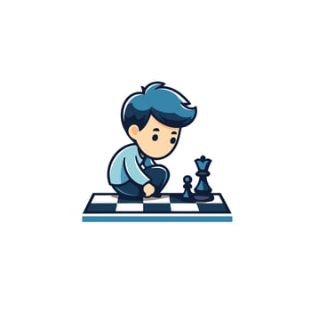 Businessman playing chess Business strategy concept element illustration in flat style vector