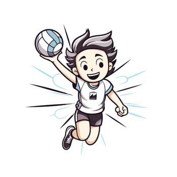Volleyball player cartoon illustration Sportsman with ball vector