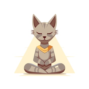 Cute cat meditating in lotus position element illustration vector