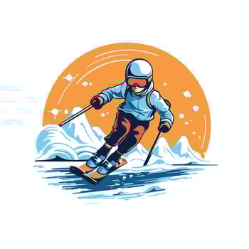 Skier on skis element illustration of a skier skiing downhill in the mountains vector