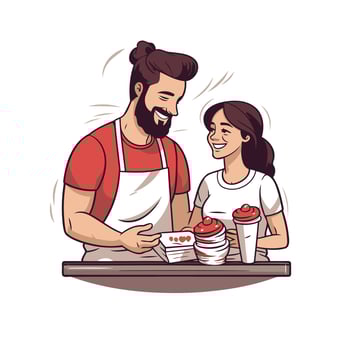 A man and woman are eating ice cream vector