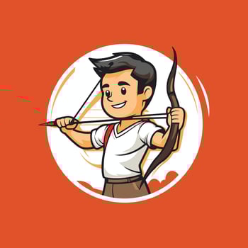Archer man with bow and arrow illustration vector