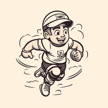Cartoon illustration of a soccer player running isolated on the white background vector