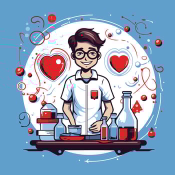 element illustration of a doctor with a stethoscope in his hands vector