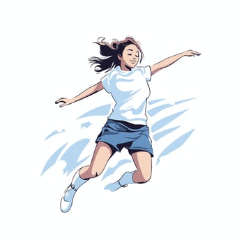 Girl jumping in the air element illustration on a white background vector