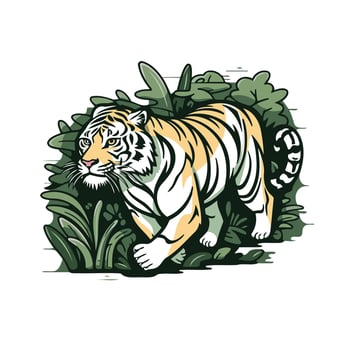 Tiger walking through jungle vector