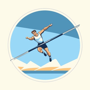 A man jumping over a pole in the air vector