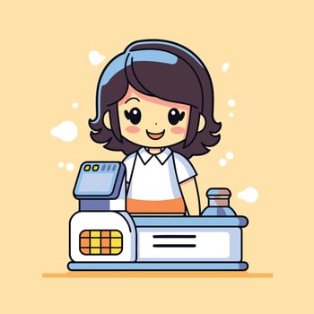 Cartoon cashier with a smile vector