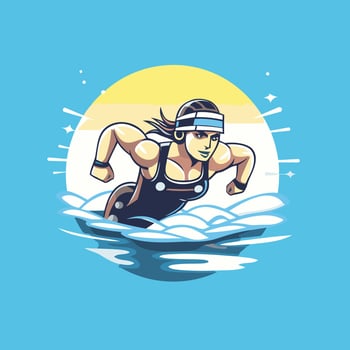A woman swimmer in the ocean vector