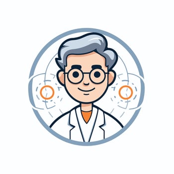 illustration of a doctor in a circle with clock and eye vector