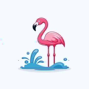 Flamingo in the water vector