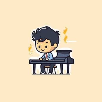 Businessman playing the piano Flat design style illustration vector