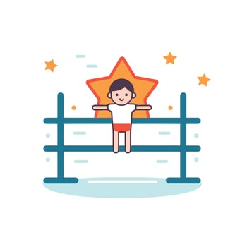 A boy is sitting on a fence with stars vector