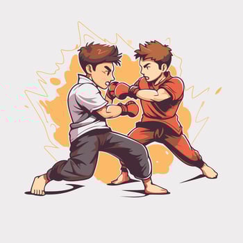 Martial arts illustration Two young men training karate vector