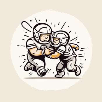 Astronaut fight cartoon illustration Graphic design element vector