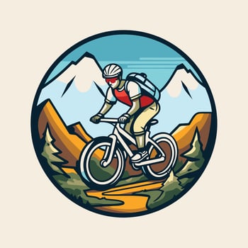 Mountain bike rider in the mountains vector